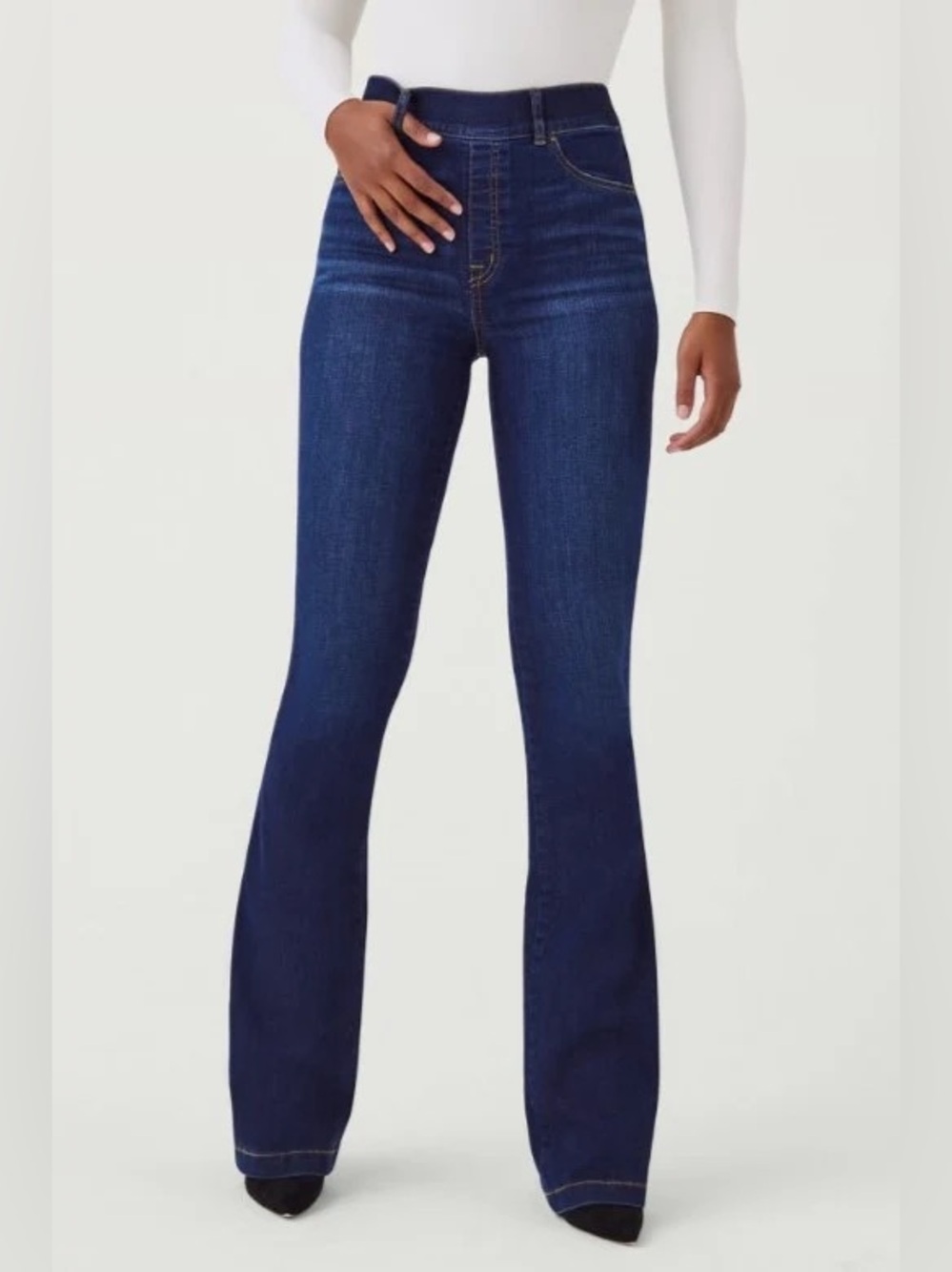 Spanx SpanxShape Everywhere Flare Jeans Wide Leg Denim Stretch Pull-On Blue